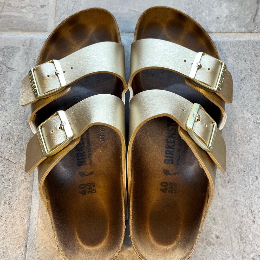 Gold Birkenstock Sandals. Only worn a few times!